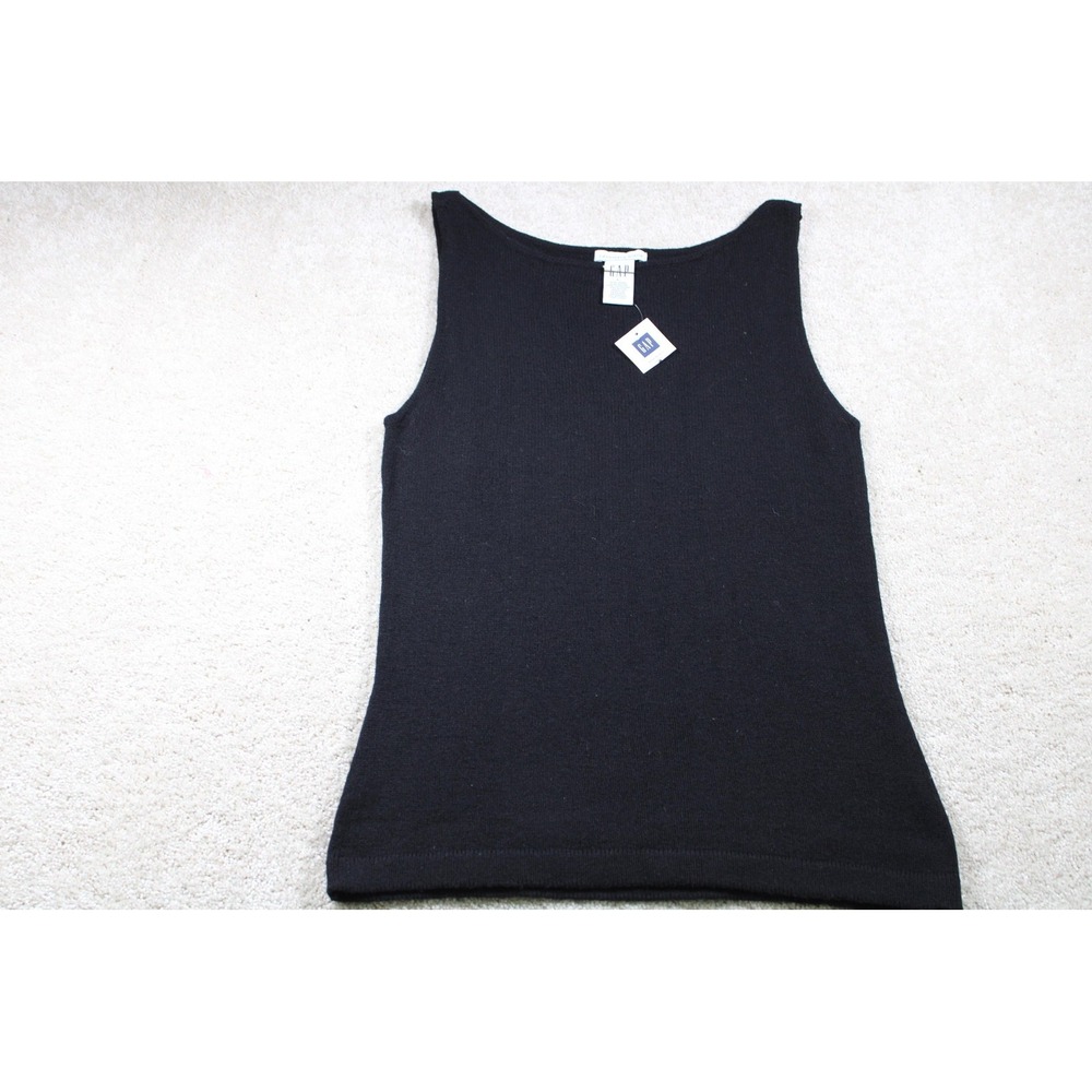 Gap Sweater Tank Top Womens Medium Black Wool Crewneck Sleeveless Pullover New